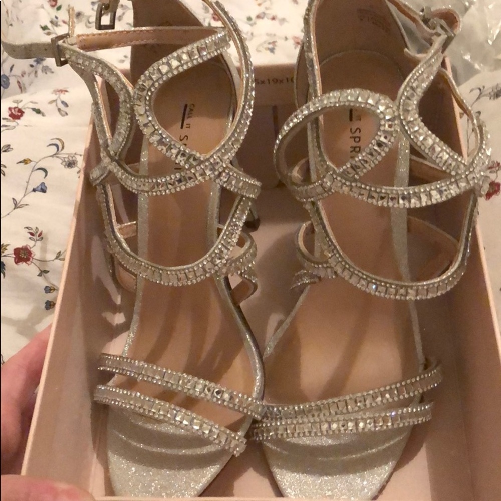 Silver Sandler’s with rhinestones